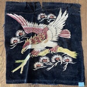 Embroidery Panel Eagle On Antique Black Velvet 15" x 15"‎ Antique